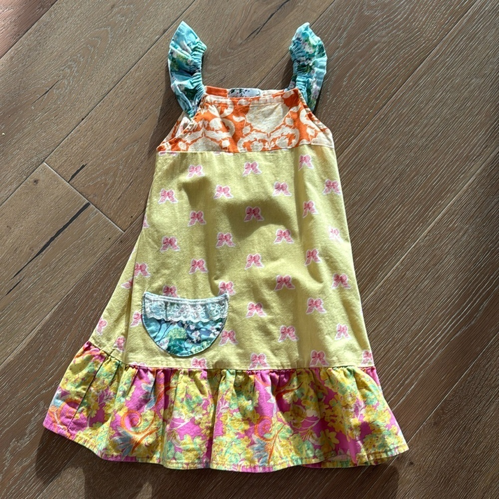 cici & ryann Girls 4 summer play dress bows ruffles Cotton cottagecore beach